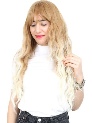 Indispensablely Perçemli Uzun Su Dalgası Fiber Sen Peruk / Balköpüğü / Platin Uzun Ombreli