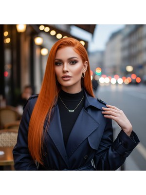 Indispensablely Gerçek Front Lace Tül Peruk / Düz / Canlı Bakır 70/75CM