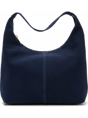 Lune Lacivert - Süet Büyük Omuz Çantası