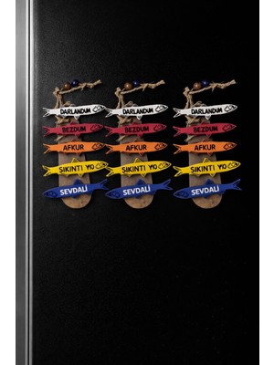 Seymen Bıçakçılık Balık Figürlü Ahşap Magnet 3’lü Set – Dekoratif Buzdolabı Süsü