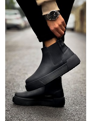 Roof Atelier Erkek Siyah Yandan Elastik Bantlı Bot - 069 - Crt Harmany