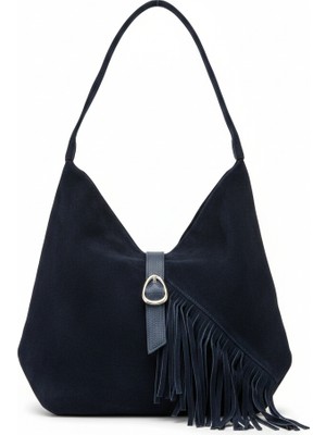 Alegra Lacivert - Püsküllü Süet Omuz Çantası