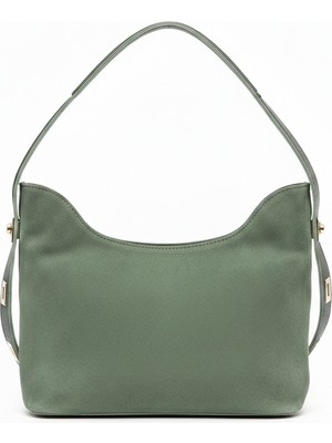 Velora Yeşil - Kenarları Kemer Detaylı Süet Çanta