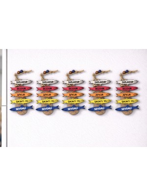 Seymen Bıçakçılık Balık Figürlü Ahşap Magnet 5’li Set – Dekoratif Buzdolabı Süsü