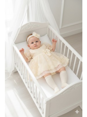 Miniday Baby Kız Bebek Mevlütlük Yazlık Elbise Bandanalı Dantelli Yeni Doğan Hastane Çıkışı Gelinlik Abiye 13