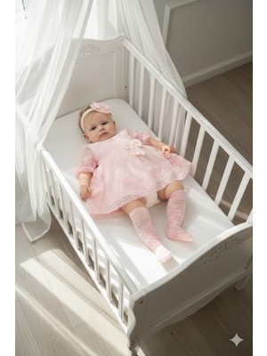 Miniday Baby Kız Bebek Mevlütlük Yazlık Elbise Bandanalı Dantelli Yeni Doğan Hastane Çıkışı Gelinlik Abiye 13