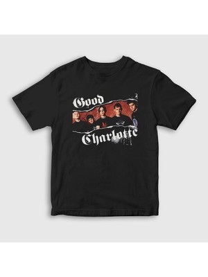 Presmono Unisex Çocuk Siyah Band Good Charlotte T-Shirt