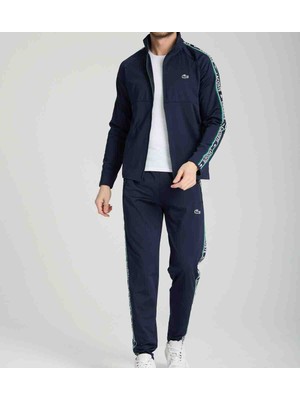Lacoste Slim Fit Lacivert Şeritli Eşofman Takımı