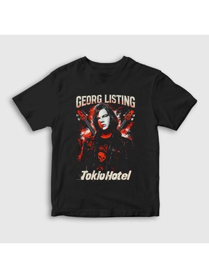 Presmono Unisex Çocuk Siyah Bass Guitar Georg Listing Tokio Hotel T-Shirt