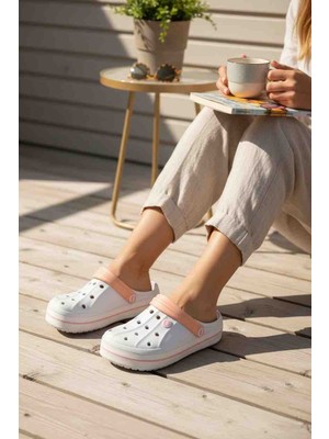 Moda Fiesta Beyaz Cross Terlik – Ortopedik, Kaymaz Taban, Günlük Ev & Bahçe Terliği