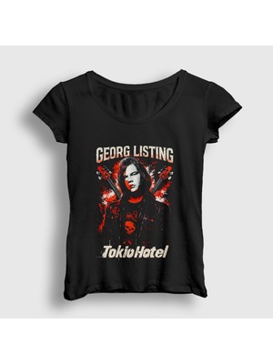 Presmono Kadın Siyah Bass Guitar Georg Listing Tokio Hotel T-Shirt