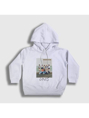 Presmono Unisex Çocuk Beyaz Band K Pop Unis Kapüşonlu Sweatshirt
