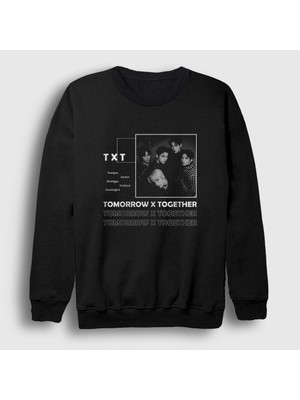 Presmono Unisex Siyah Band Txt Tomorrow x Together Sweatshirt