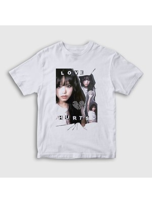 Presmono Unisex Çocuk Beyaz Love Hurts Choi Ye Na Yena Iz One T-Shirt