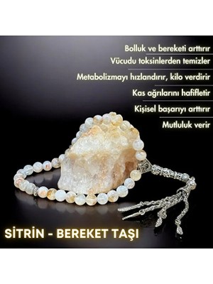 Bonicce Bereket Tesbihi - Sitrin Taşı Gerçek Doğal Taş Tesbih