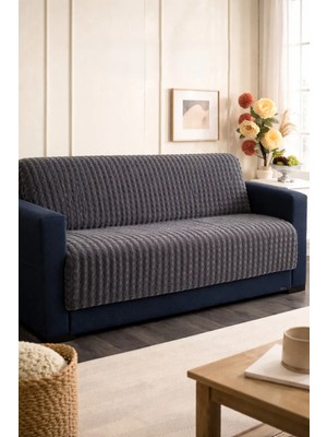 Shopyteks Bubble Tavşan Tüyü Koltuk Örtüsü 170X210 – Peluş Kaymaz Koltuk Şalı – 3’lü Kanepe Örtüsü Krem