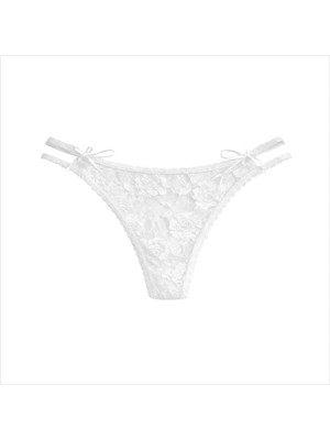 Tutku Kadın Beyaz Ince Dokulu Desenli Külot