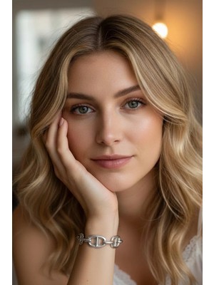 Caş Dekorasyon Gümüş Renk Zincirliçelik Kelepçe Bileklik