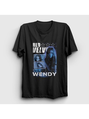Presmono Unisex Siyah Stars Wendy Red Velvet T-Shirt