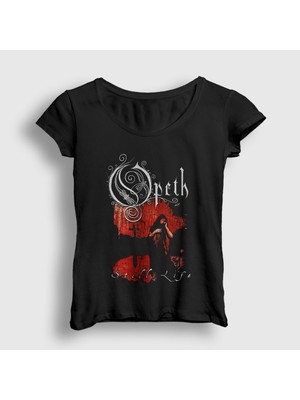 Presmono Kadın Siyah Still Life Opeth T-Shirt