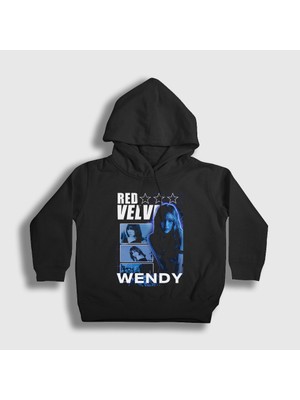 Presmono Unisex Çocuk Siyah Stars Wendy Red Velvet Kapüşonlu Sweatshirt