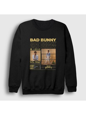 Presmono Unisex Siyah Popular Bad Bunny Sweatshirt