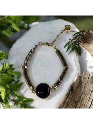 Gerçek Ametist Doğaltaş ve Hematit Doğaltaş Tasarım Bileklik