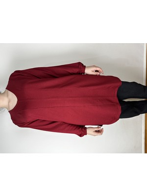 Yaşar Triko Kadın Bordo Uzun Kollu Bilek Lastikli V Yaka Uzun Tunik