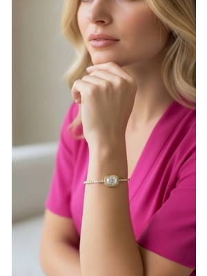 Caş Dekorasyon Altın Renk Taşlı Bileklik