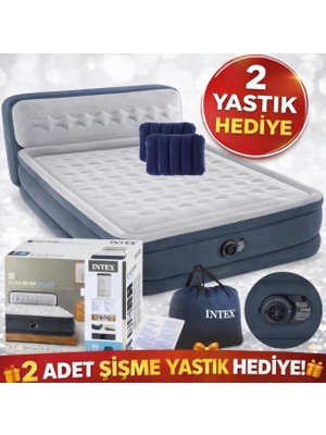 Dolce Mariee Intex Elektrikli Şişme Yatak - Çift Kişilik , Başlıklı Şişme Yatak 152X236X86 cm ( 2 Adet Seyahat Şişme Yastık Hediyeli )