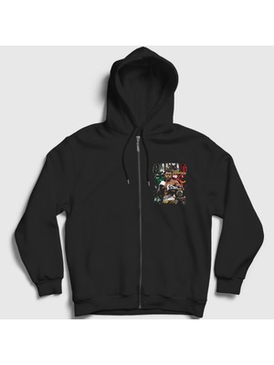 Presmono Unisex Siyah Poster Boks Boxing Canelo Alvarez Fermuarlı Kapüşonlu Sweatshirt