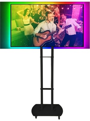 Kevega Tekerlekli Mobil Televizyon Standı + Tv Renk Senkronizasyon Cihazı (Ambilight Uyumlu)