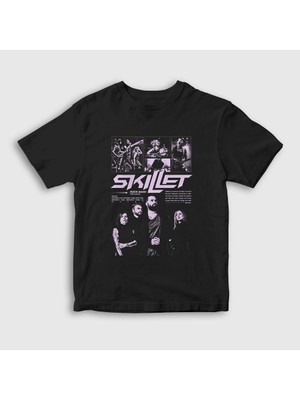 Presmono Unisex Çocuk Siyah Rock Band Skillet T-Shirt