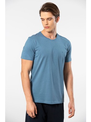 Cacharel Erkek Bisiklet Yaka T-Shirt 2169/İNDIGO