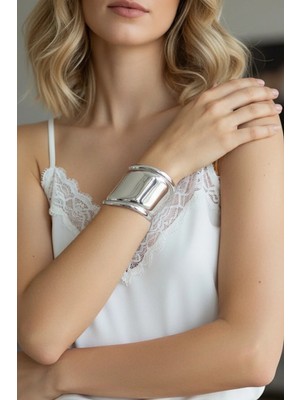 Caş Dekorasyon Gümüş Renk Metal Kelepçe Bileklik