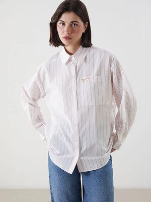 Lc Waikiki Yeni Sezon Çizgili Oversize Poplin Kadın Gömlek Tunik