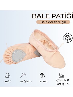 Balletique Bale Patiği | Doğal Kumaş, Bağıcıklı, Kız Çocuk ve Yetişkin Için Dans Ayakkabısı