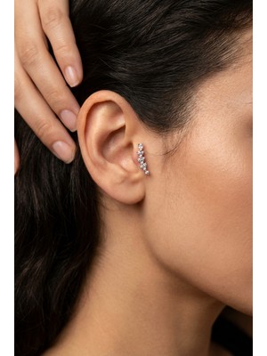 Parlak Zirkon Taşlı Dal Tragus Helix Çelik Piercing