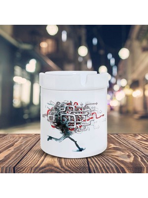 Asilmeydan Yönünü Kaybetmiş Koşan Ayaklar Baskılı Küllük Kül Tablası-45023