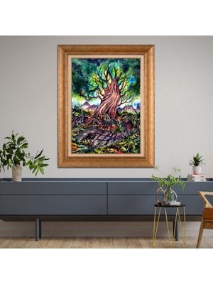 Giyense Altın Varaklı Çerçeveli Paspartulu Tablo RDF409