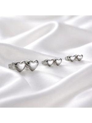 Begonia Accessories VIP Çelik 3’lü Kalp Küpe Seti 5mm 6mm 7mm Minimal Unisex Küpe – Paslanmaz, Kararmaz, Antialerjik Günlük Şık Kadın & Erkek
