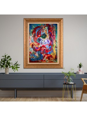 Giyense Altın Varaklı Çerçeveli Paspartulu Tablo RDF123