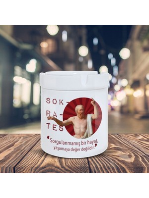 Asilmeydan Sokrates Küllük Sorgulanmamış Hayat Baskılı Kül Tablası K-90