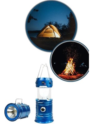 Dukkanıum Büyük Boy Güneş Enerjili Kamp Feneri Işıldak Lamba USB Şarjlı