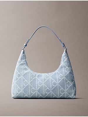 Calvin Klein Kadın Emblem Aop Denim Omuz Çantası