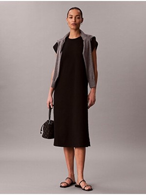 Calvin Klein Kadın Ss Easy Bisiklet Yaka Midi Elbise