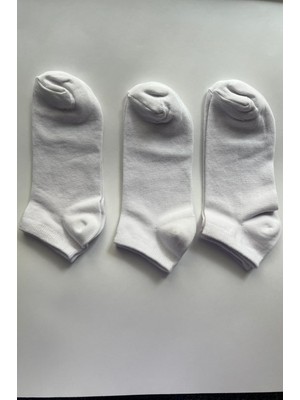 Admera Premium Admera 3'lü Kadın Beyaz Pamuklu Patik Spor Günlük Okul Bilek Çorabı 36-40