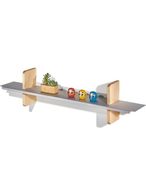 Clue Design Premium Metal Ahşap Duvar Rafı