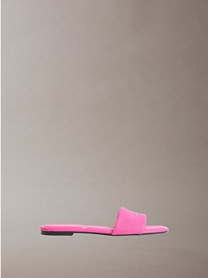 Calvin Klein Kadın Square Flat Canvas Sandalet