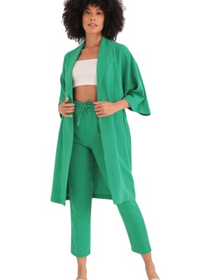 Dukkanıum Rahat Kesim Kimono Üst-Yeşil
